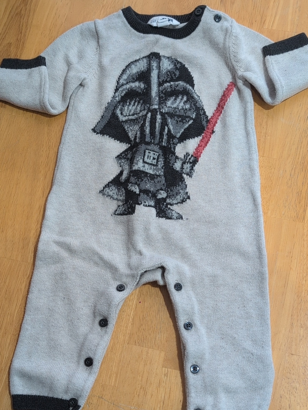 6-12M GAP Light Gray Knit Star Wars Darth Vader One-Piece